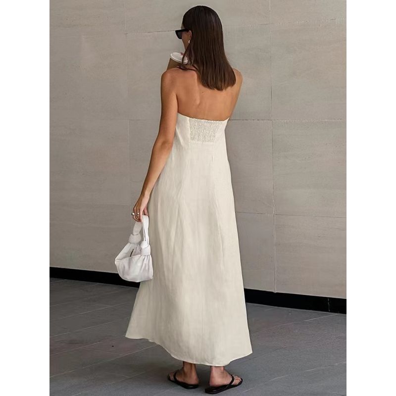 French style New Summer Backless Long dress Sexy Tube Top Holiday Style Dress Sexy Strapless Dress