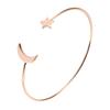 Female Open Bracelet Copper Plating Wristband Bangle with Moon Star Decoration (Gold)