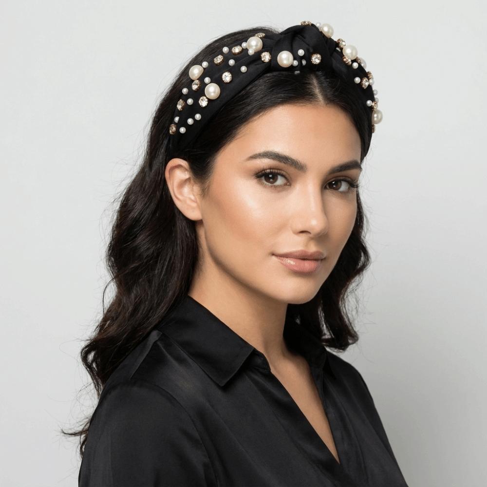 Nail Rhinestone Pearl Hairband Wide Edge Baroque Headband Luxury Pearl Head Hoop Adult