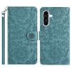 For Samsung Galaxy A56 5G Case Flower Imprint Leather Flip Wallet Phone Cover with Wrist Strap
