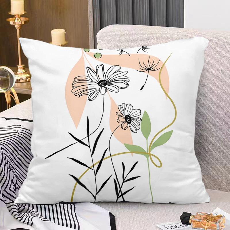 Artistic Floral Print Decorative Pillowcase Bedroom Living Room Square Cushion Pillowcase