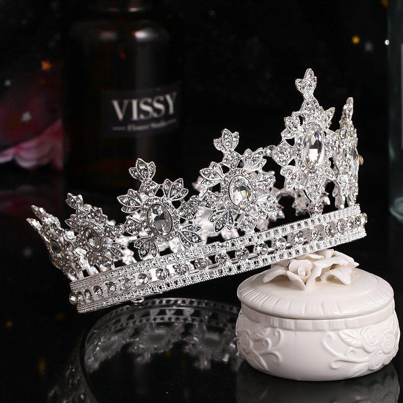 New Arrival Bride Ornament Fashion Crystal Full Circle Big Crown Export Rhinestone Crown Birthday Banquet Marriage Headdress Female