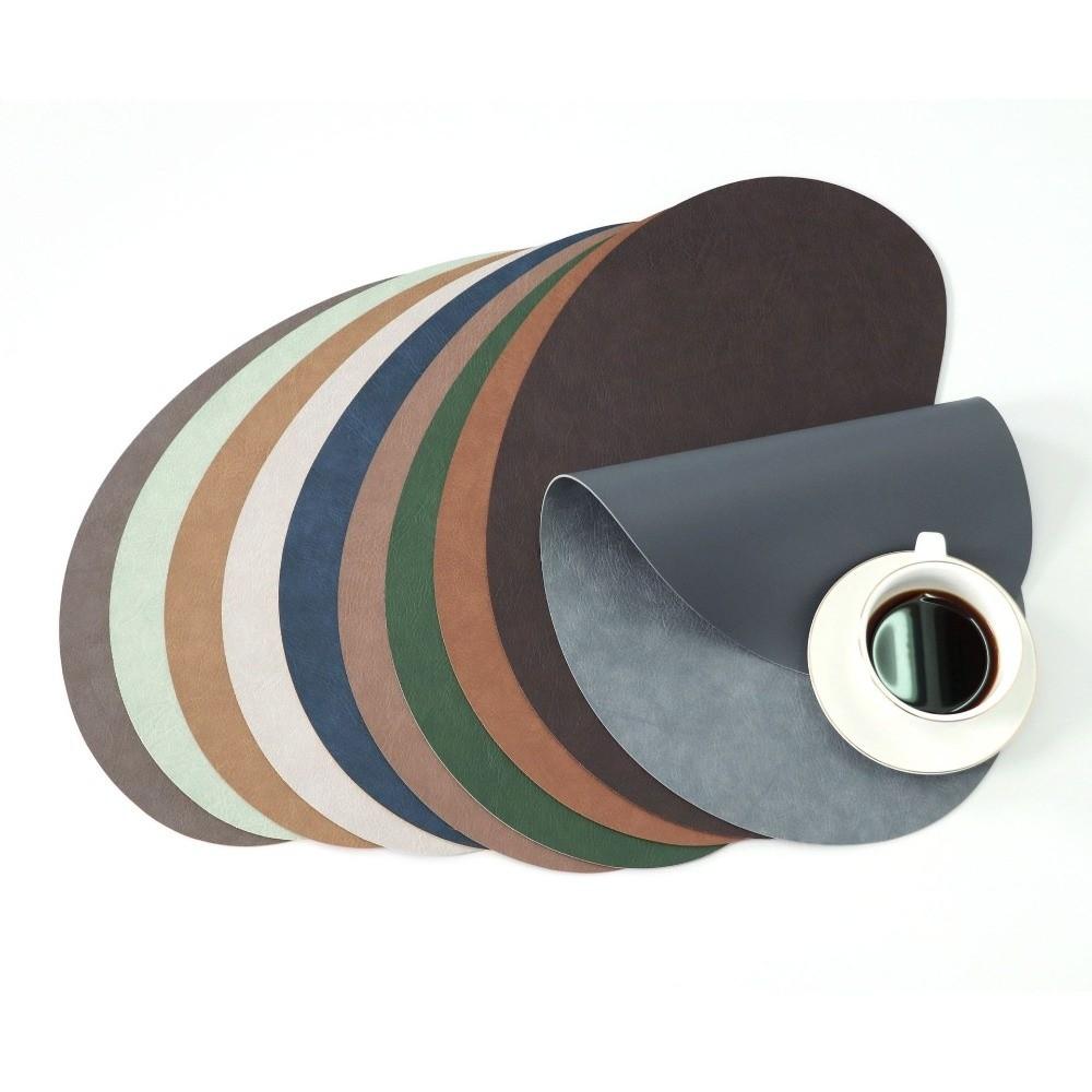 Irregular Shape Dinnerware Mats PU Leather Flatware Place Pad Stylish Placemats  Restaurant Decor