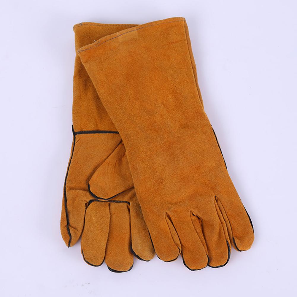 Full Leather Heat Insulation Gloves for Electric Welding Thorn Proof Gardening Mittens