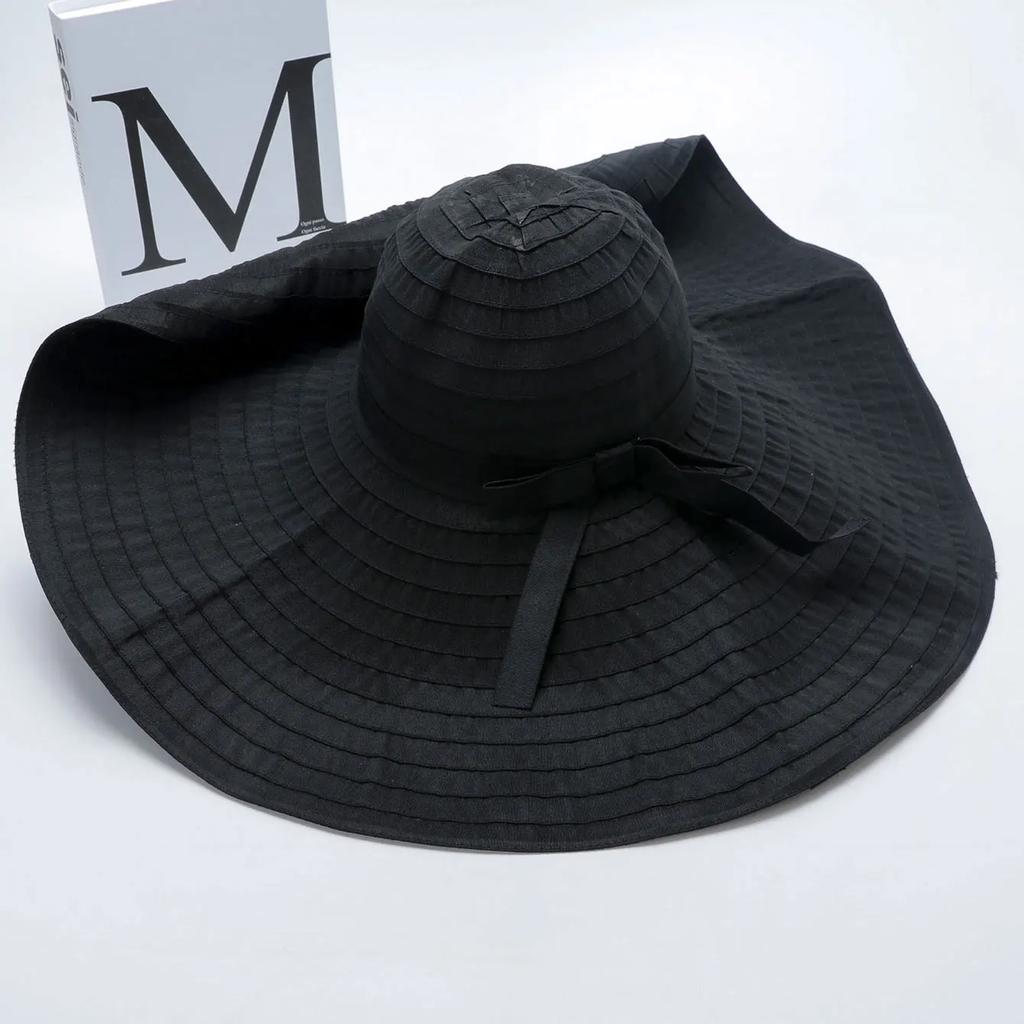 20cm Oversized Brim Sun Hats For Women Girls Outdoor Cotton Portable Foldable Beach Hat Anti-Uv Protection Hiking Fisherman Caps