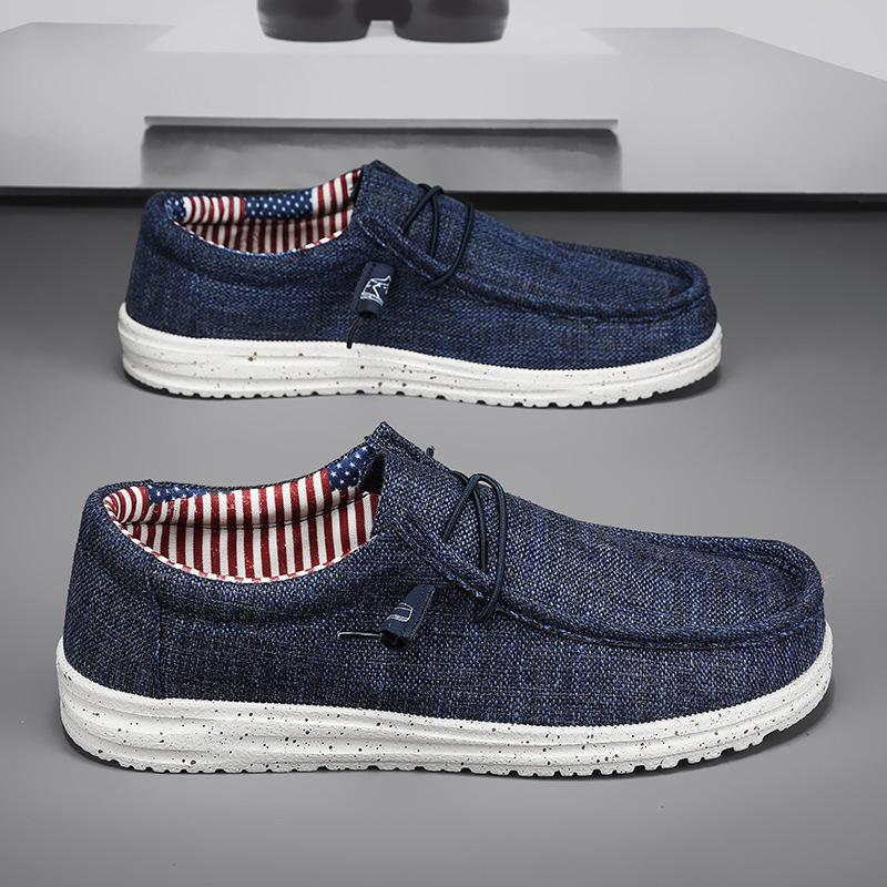 Men's Large Casual Korean Style Loafers - Breathable Light Canvas Slip-Ons
