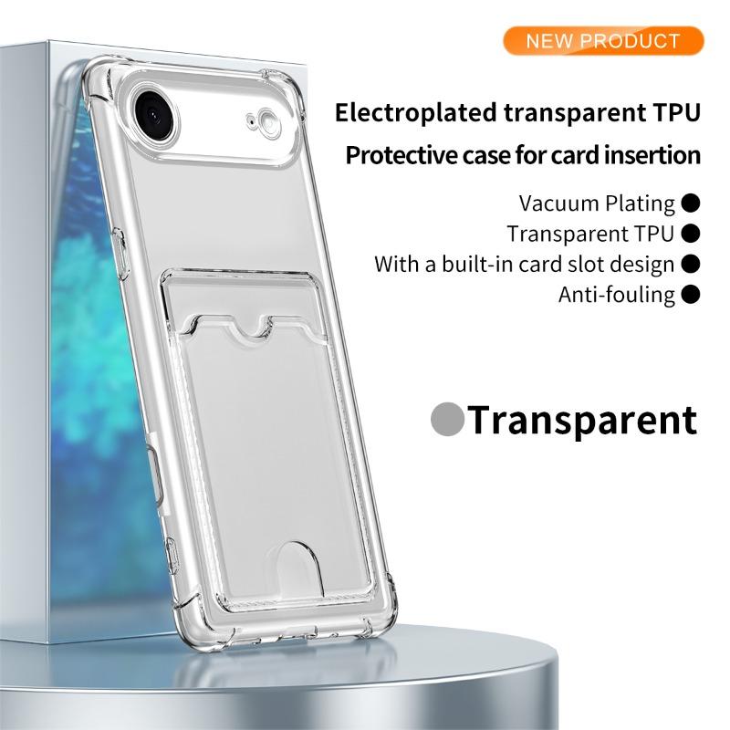 Plating Clear Shockproof Case for iPhone 17 Air 17 Pro Max 16 Plus 15 14 13 12 Mini 11Pro Wallet Card Slot Holder Soft Silicone Cover