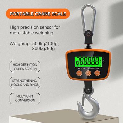 300kg/50G Mini Crane Scale Digital Hanging Hook Scale LCD Backlight Electronic Heavy Duty Weight for Agriculture Industry