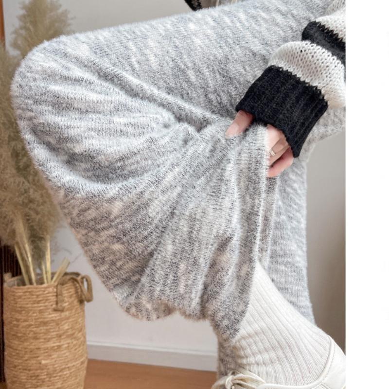 

Брюки Dianian Rainbow Plus из флиса Glutinous Rice для женщин на осень и зиму, новые мягкие облегающие трикотажные узкие широкие брюки из клеевого материала XL