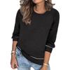 Women's Solid Color Round Neck Pullover Sweater Versatile Casual Knitted Top