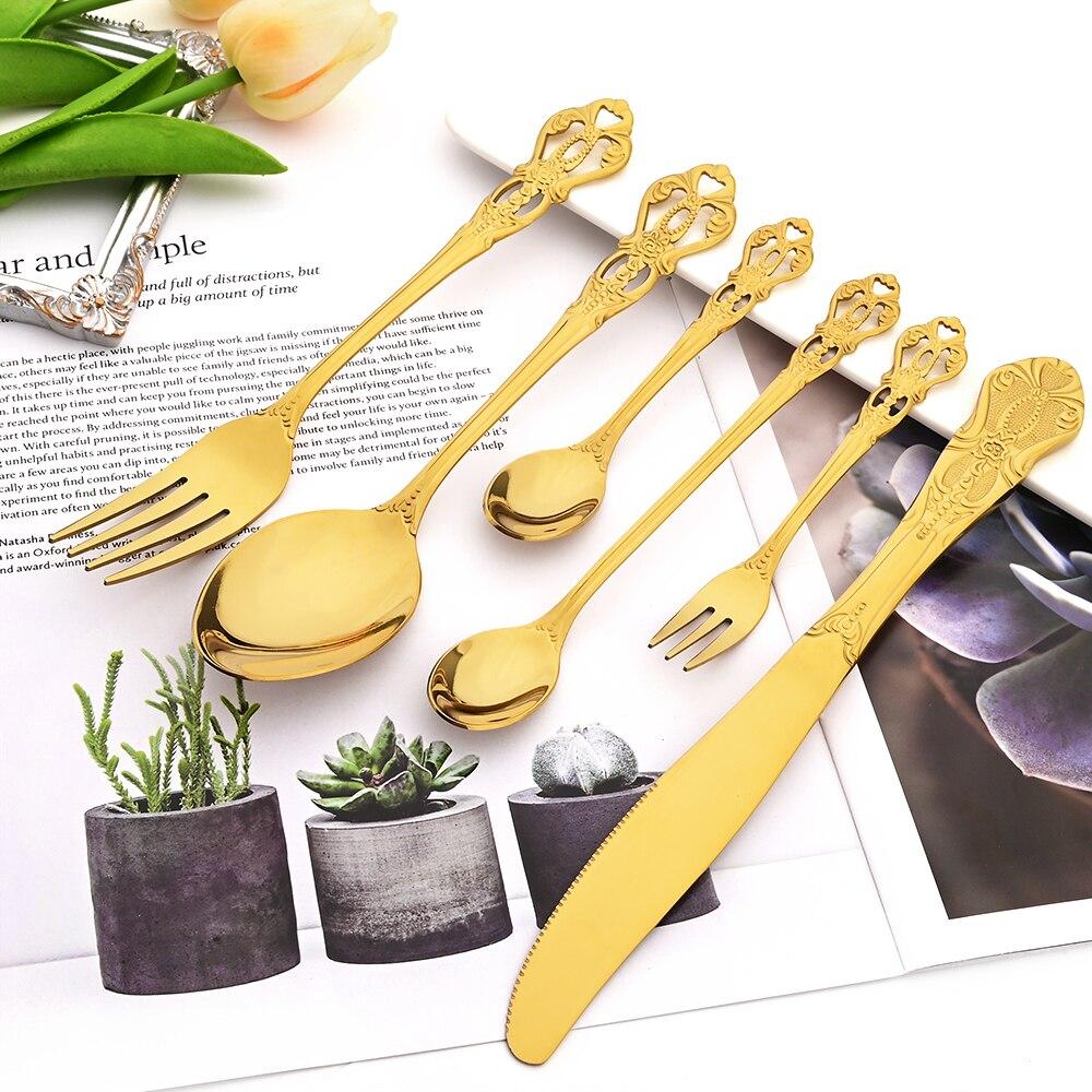 36 Teile/satz Gold Edelstahl Besteck Set Westlichen Lebensmittel Geschirr Löffel Gabel Messer Geschirr Küche Party Besteck Set