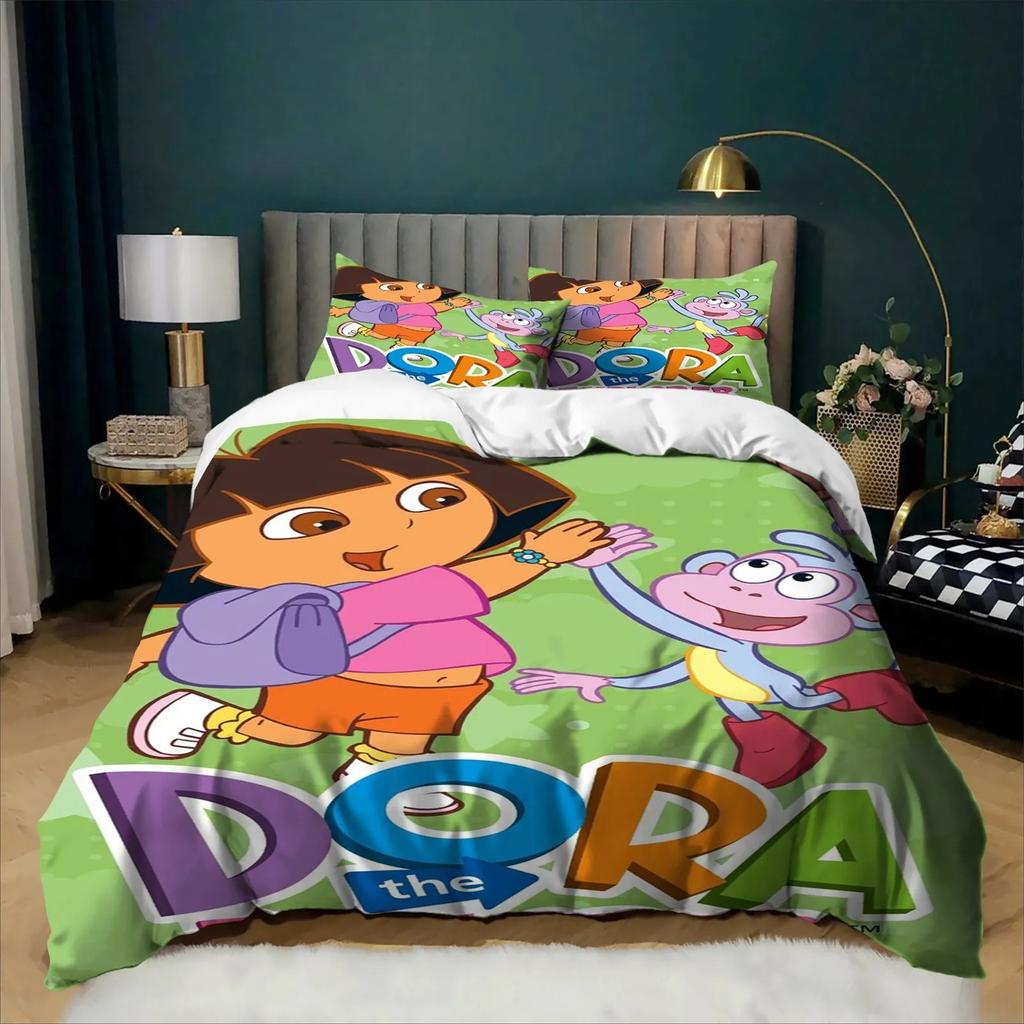 Cartoon Cute D-Dora Bedding Set 3Pcs Anime Duvet Cover Set 3D Digital Print For Girls Kids Boy Girl Bed Home Textile