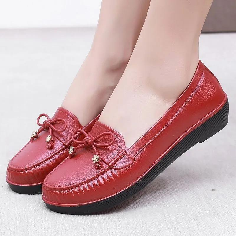 WTEMPO PVC Impermeabil Anti-alunecare Moale Toc Gros Pantofi de lucru Femei Dimensiuni Mari Culoare Solidă Casual Arc Unică Pantofi