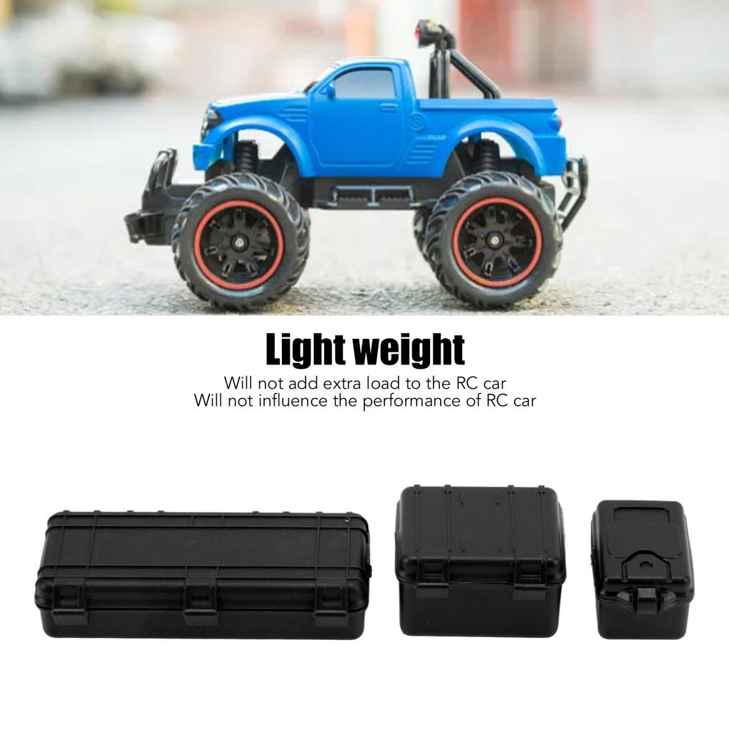 3 Pcs RC Car Simulation Luggage Case Large Medium Small RC Crawler Suitcase Decoration for 1/18 1/24 Black