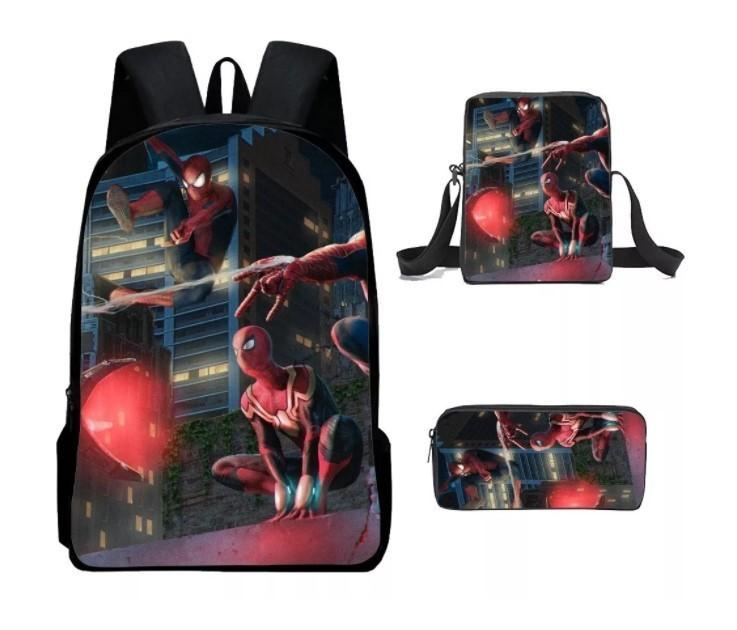 Spiderman School Backpack Set With Oxford Fabric Breathable Waterproof For Kids