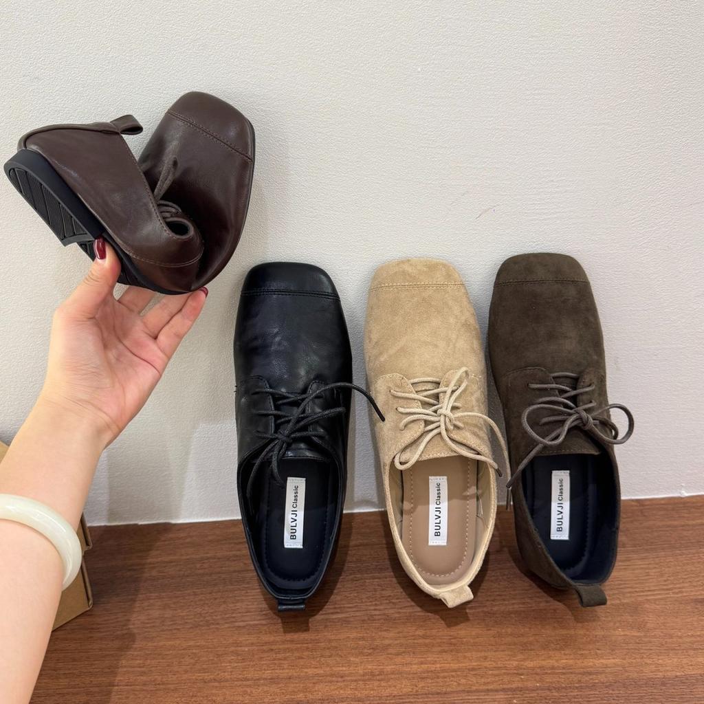 British Style Retro Women's Soft-soled One-pedal Simple Shallow-mouth Single Shoes 2025 New Spring, Autumn and Summer Grandma Shoes Three-season Shoes