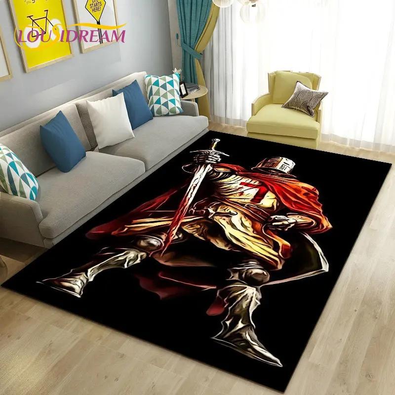Knight Templar Cavalier Crusaders Game Area Rug Large,Carpet Rug for Living Room Bedroom Sofa Doormat Kitchen,Non-slip Floor Mat