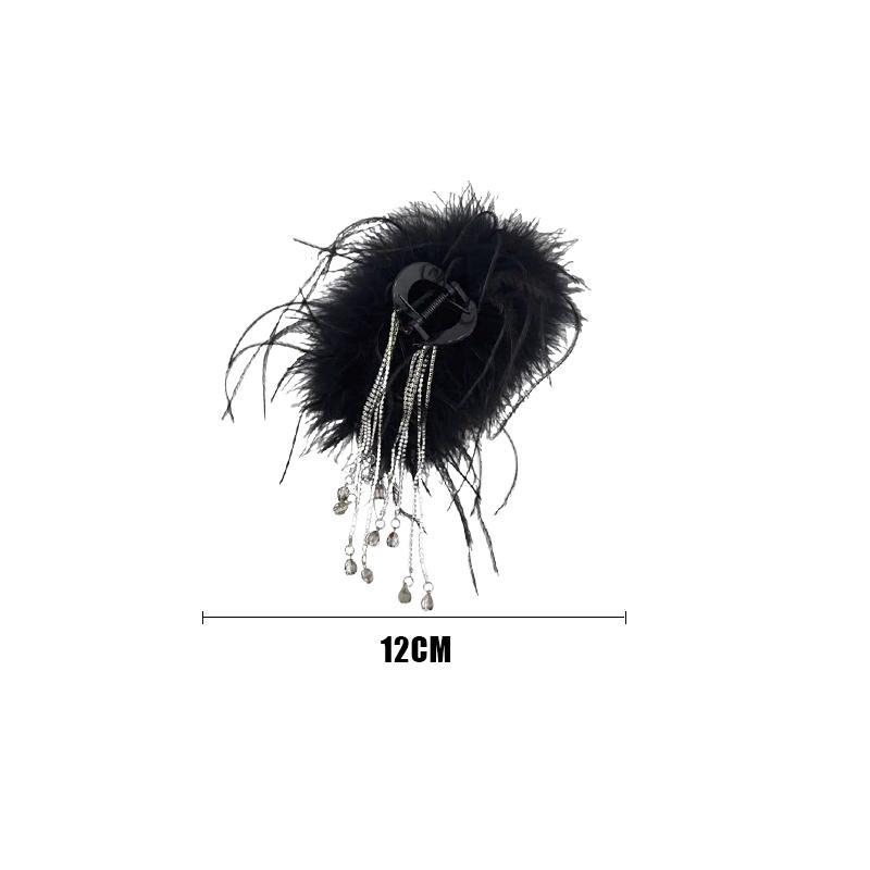 Black Feather Tassel 13Cm Claw Clip Women Hair Accessories For The Back Of The Head