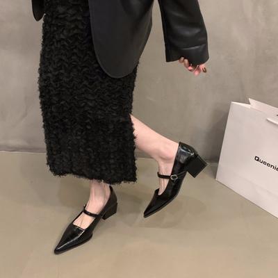 Pointed Temperament Red Mary Jane Single Shoes Women's Shoes 2024 New Spring, Autumn and Winter High-heeled French Evening Shoes