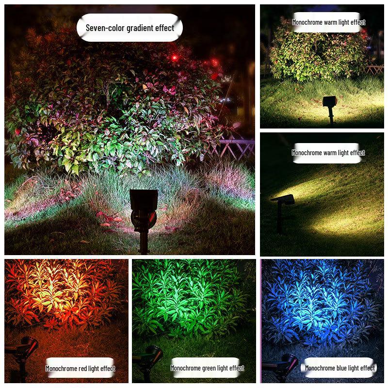 Solar Colorful Outdoor Lawn Spotlight - Automatic Dusk Activation, Ground-Inserted Garden Tree Light