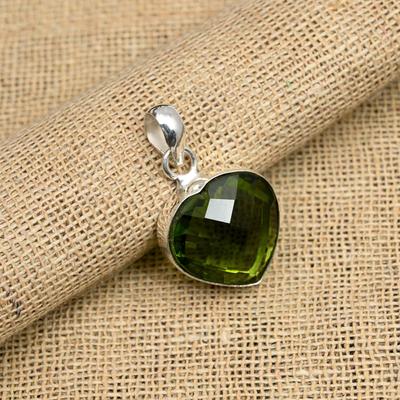 Heart Shape Peridot Gemstone Handmade 925 Solid Sterling Silver Jewelry Pendant For Her