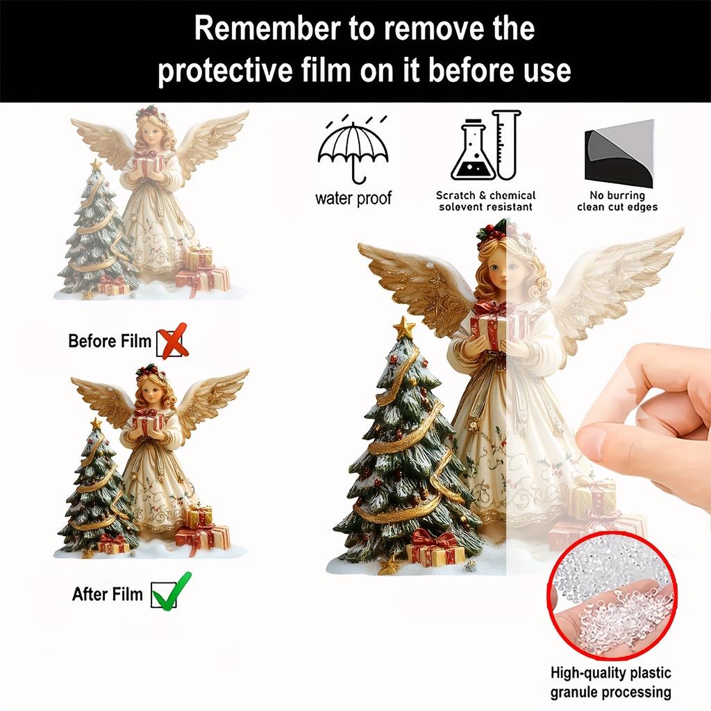 Christmas Angel Girl Acrylic Plate 7in 2D Decorative Home Office Garden Piece Multi-functional Artwork Base Gift