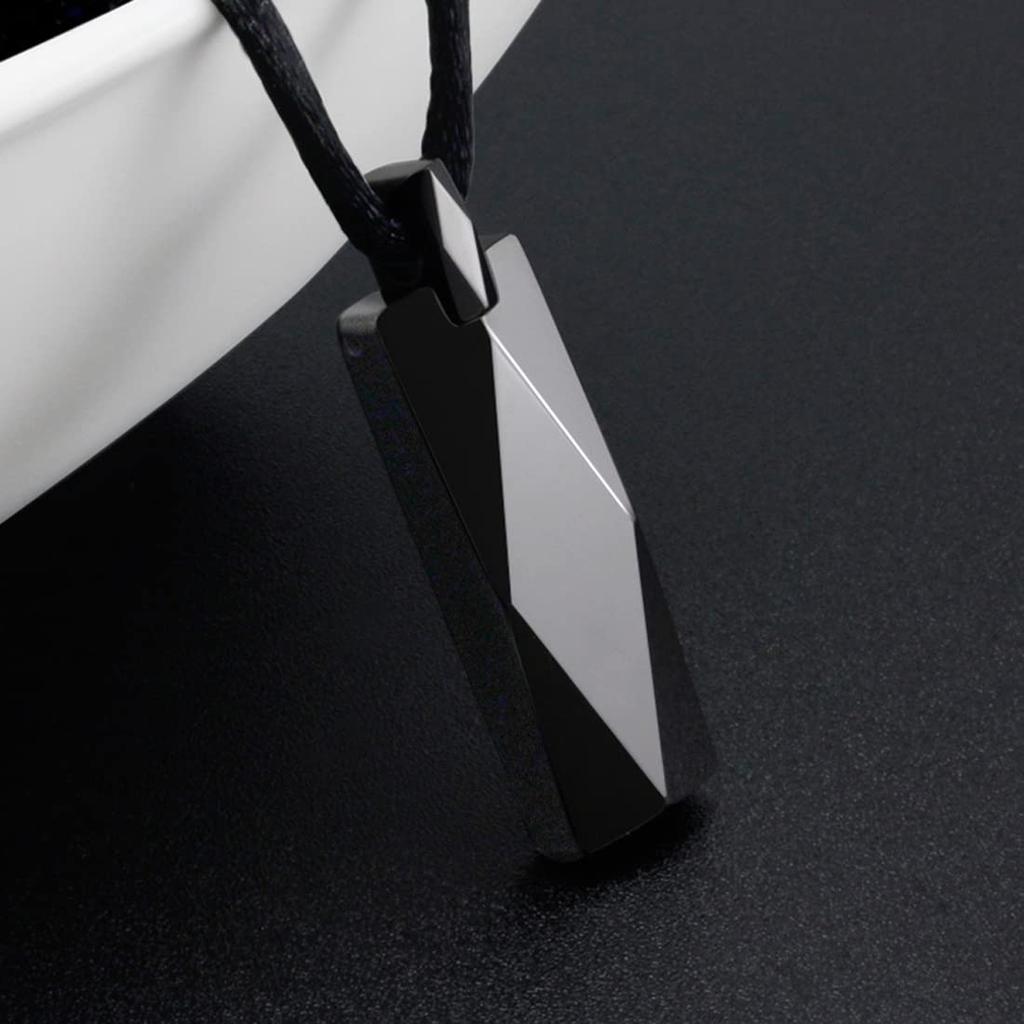 [Rockyu] Tungsten Necklace for Men, Silver, Diamond-faced Plate Necklace, Super Hard, Rectangular Pendant, Snake Chain, Men's Birthday, Father's Day,