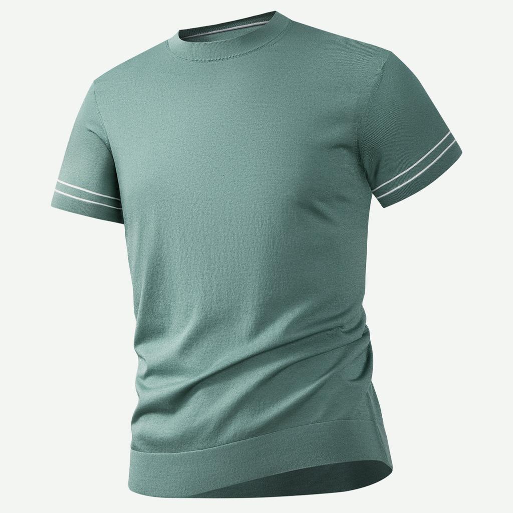 Men's Summer Selection Business and Leisure Round Neck Knitted Short Sleeve T-shirt