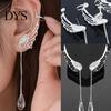 1Pc Mulheres Asa de Anjo Strass Borla Pendurada Brinco Brinco Clipe de Orelha Joias Presente