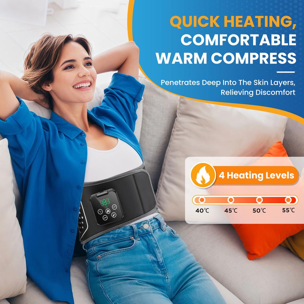 Electric Back Massage Hot Compress Waist Massager with Controller Heating Vibration Airbag Lumbar Support Relaxing Waist