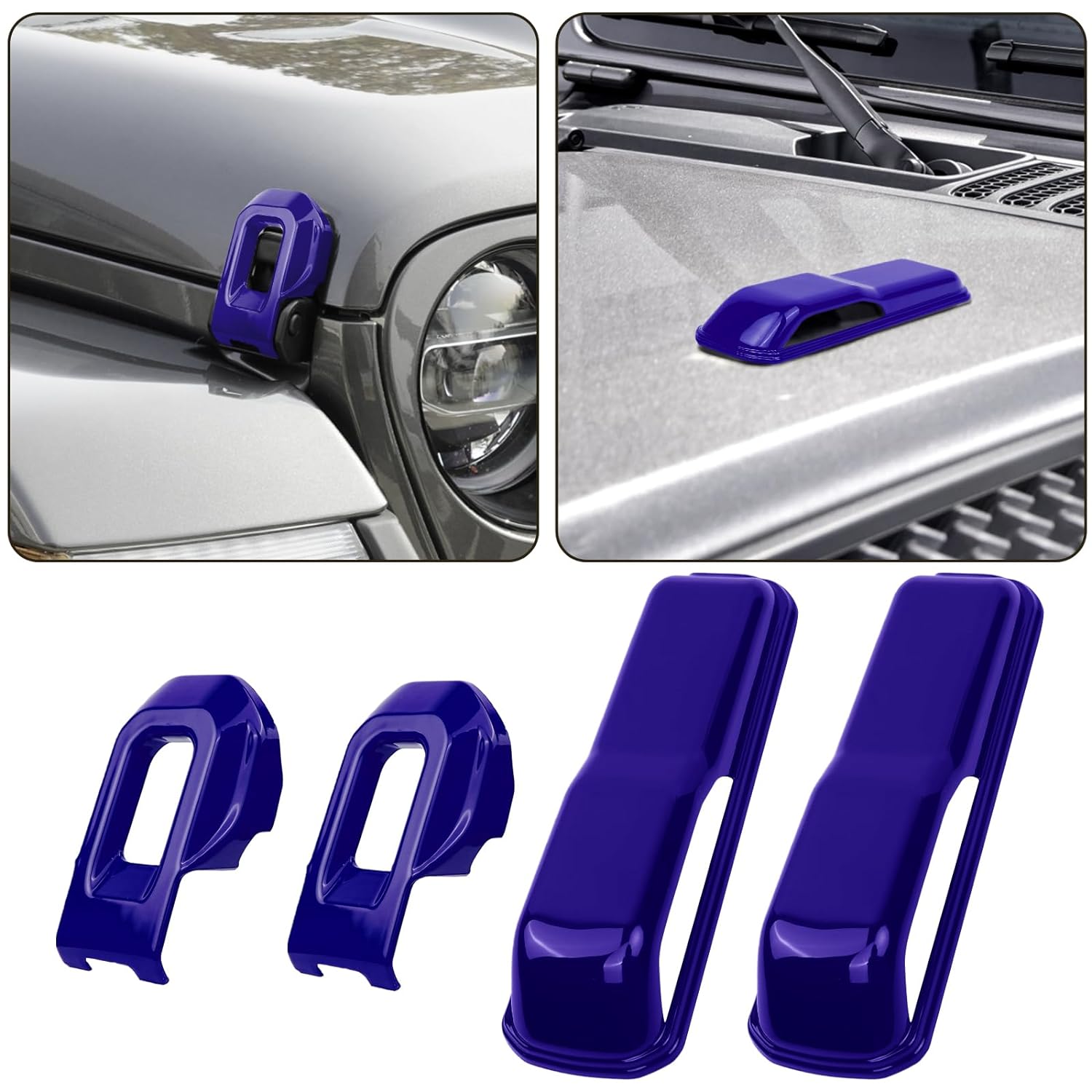 

Engine Hood Hinge Cover Latch Lock Catch Bracket Cover Set For Jeep Wrangler JL JLU Gladiator JT 2018-2025 Decoration Sticker синій