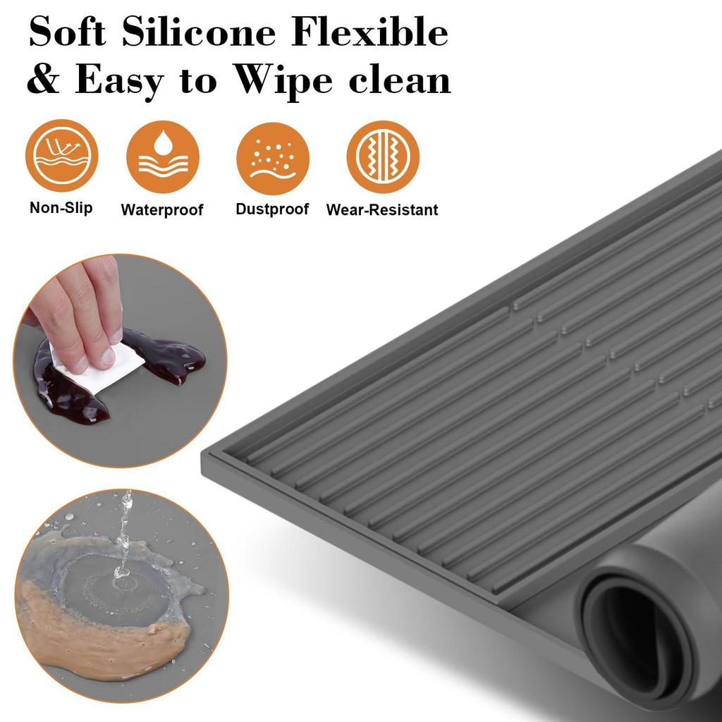 Non-slip Silicone Coffee Mat: 2-in-1 Heat-Resistant & Waterproof Drying Tray for Bar and Dining Table
