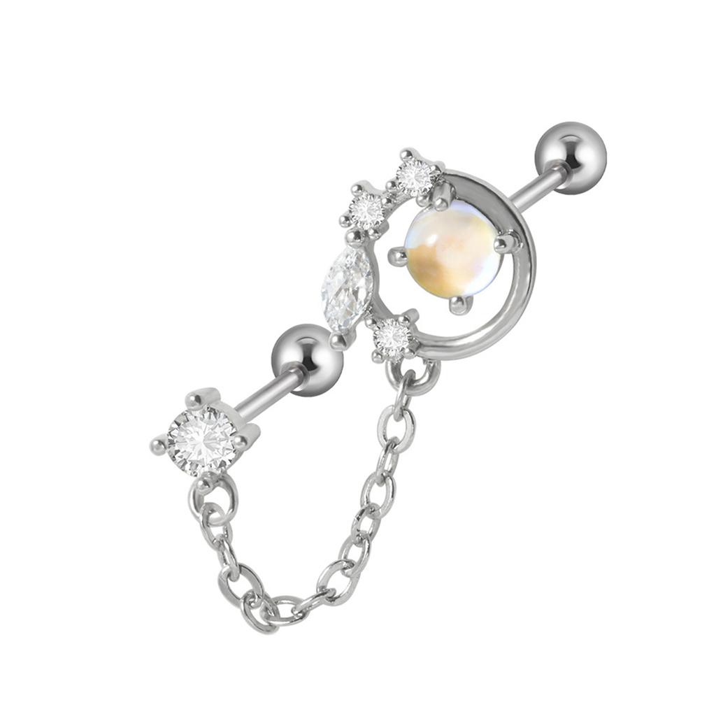 Stainless Steel Ear Ring Tragus Helix Ear Lobe Stud Flower/Moon/Star Women Girls Drop Earring Fashion Ear Accessory