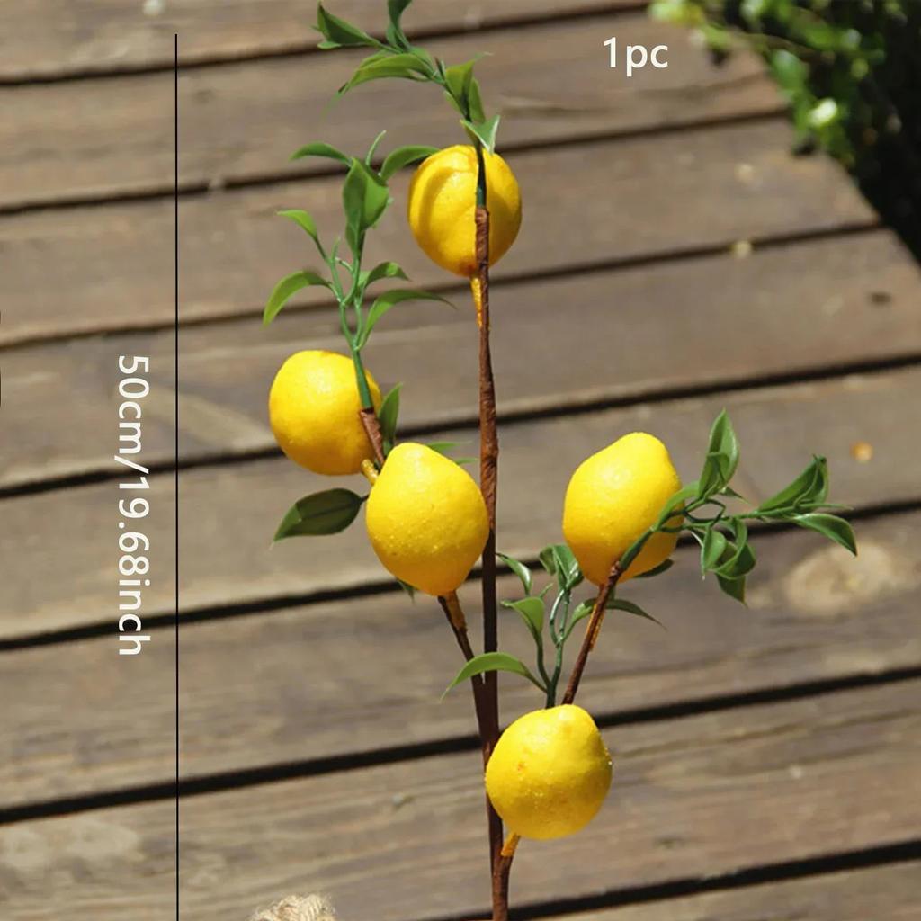 1pc-European Style Artificial Lemon Branch Simulation Lemon Fruit Green Plants Home Decoration Flower Arrangement for Hotels