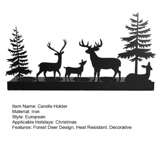 Christmas Forest Deer Candle Holder Iron Tree Deer Silhouette Candle Stand Candlestick Home Office Holiday Party Table Centerpiece Decoration