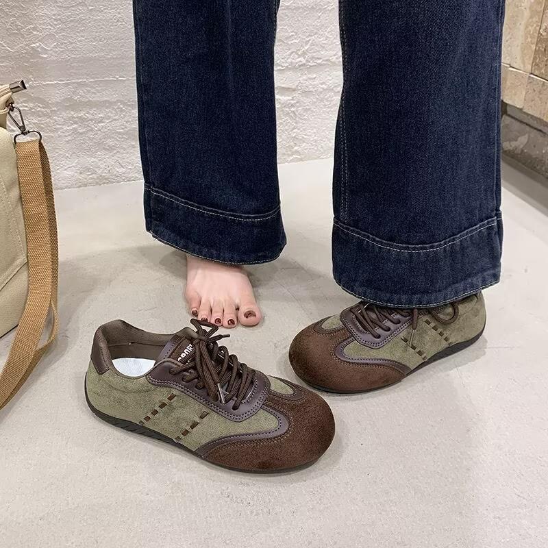 Soft Leather Retro Red German Training Shoes Women's 2026 Spring New Versatile Casual Flat Baseplate Shoes Forrest Gump Sports Shoes