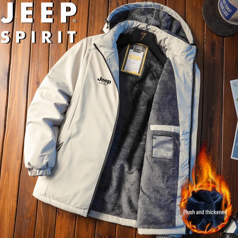 JEEP SPIRIT Men's Hooded Fleece Lined Winter Jacket