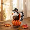 Festive Pumpkin Figurine for Display Resin Turkey Ornament Thanksgiving, Autumn Harvest Tabletop Small Thanksgiving Table with Retro Hat Home