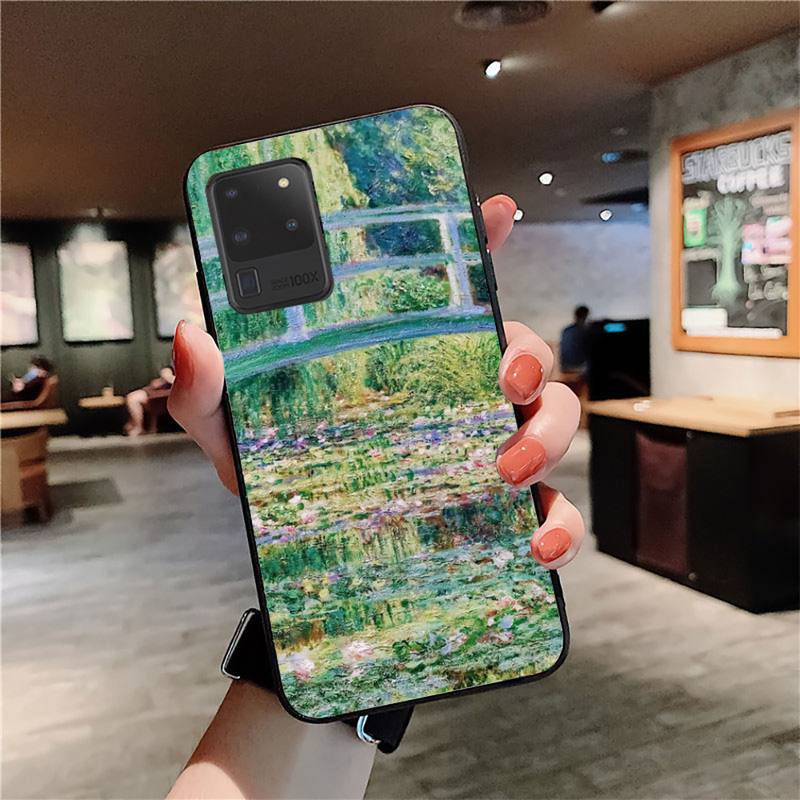 Monet Garden Lotus Bridge Phone Case for Samsung S20 Lite S21 S10 S9 Plus for Redmi Note8 9pro for Huawei Y6 Cover
