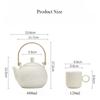 Modern Chinese Tea Set, 600ml Ceramic Beam Teapot with Stainless Steel Infuser and 6 Cups, Bamboo Handle Matte Teapots Hot Tea for Home Party