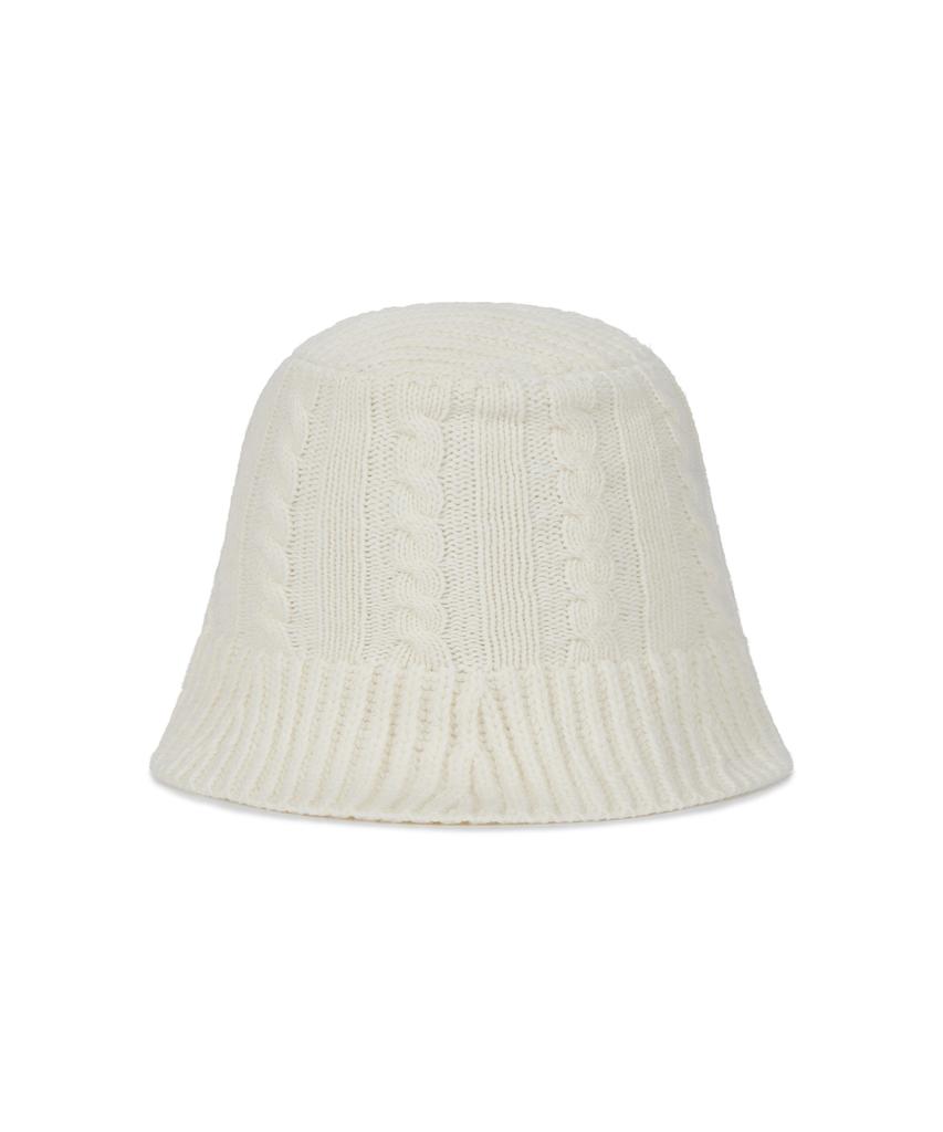 Bajal Va Applique Cable Knit Bucket Hat Ivory