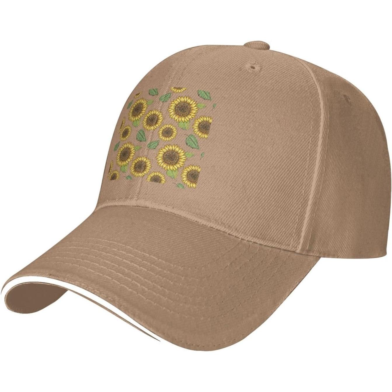 Sunflower Pattern Baseball Cap Unisex Adjustable Polyester Sun Protection Casual Golf Trucker Hat Adjustable