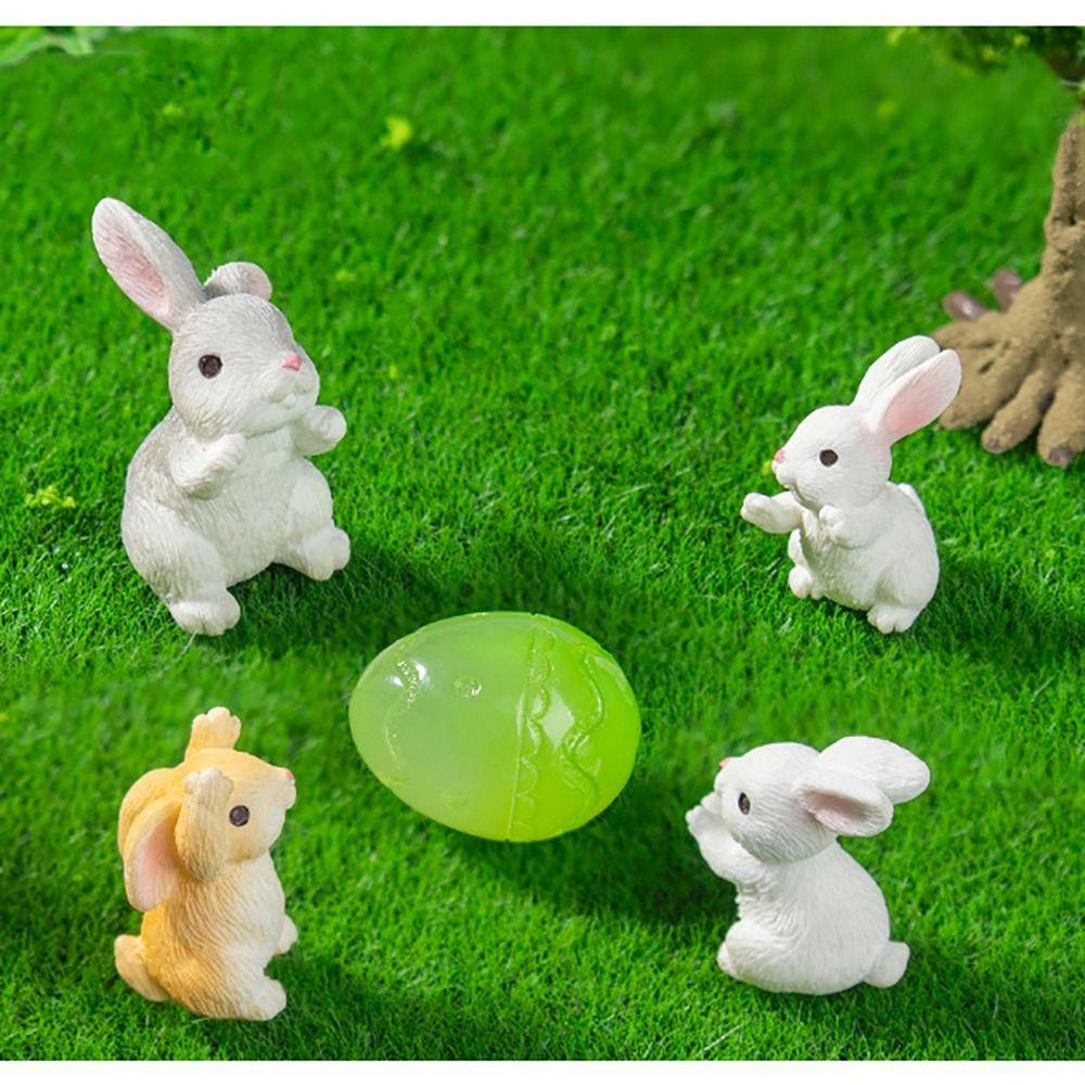 Multicolor Miniature Knickknacks Resin Cartoon Buuny Statue  Bonsai Ornament