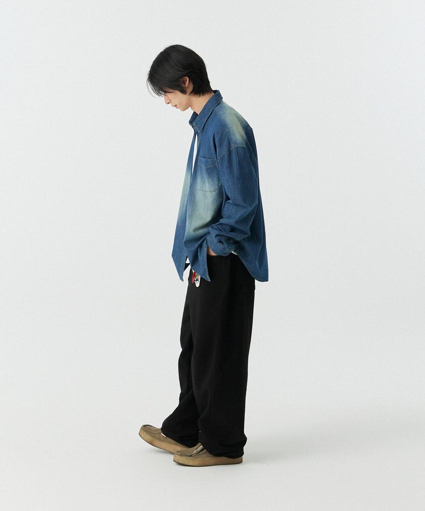 STENDS [M~4Xl] Fade Wash Denim Shirt_Blue