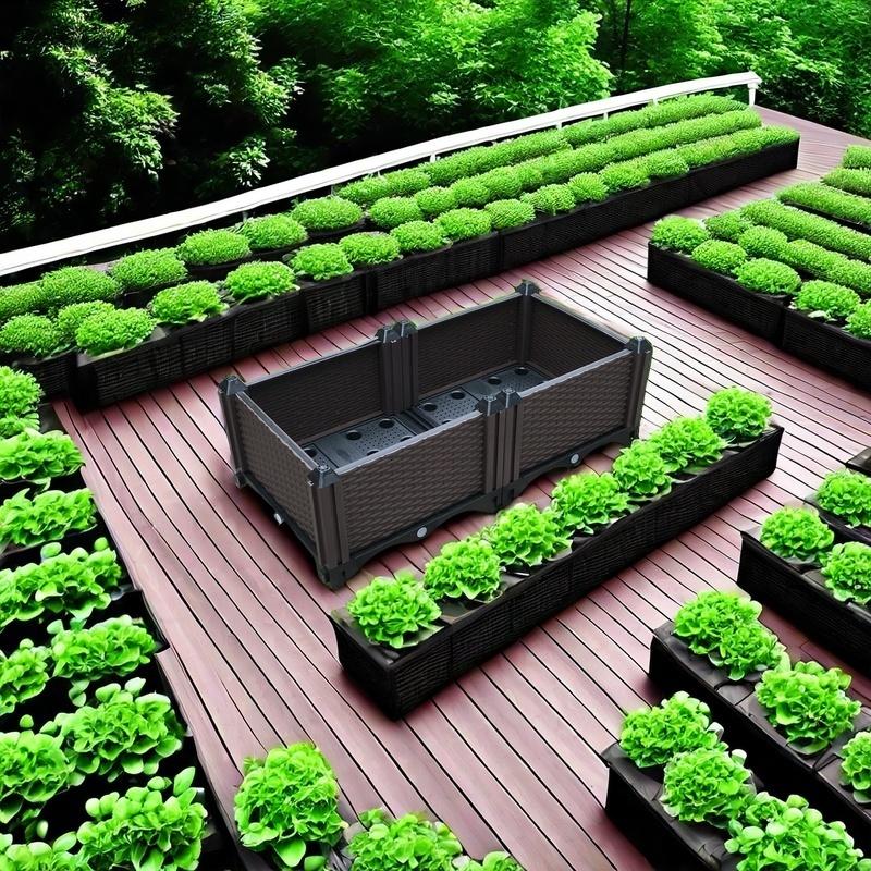 Ein montierter Gemüse- und Blumentopf auf dem Dachbalkon des Parkgartens, die Box kann unendlich verbunden werden