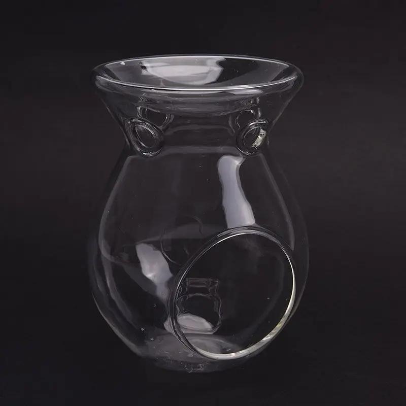 Hot Nordic Home Decor Glass Candle Heat Resistant Oil Furnace Aroma Burner Holder Candlestick Vase Romantic Wedding Decoration