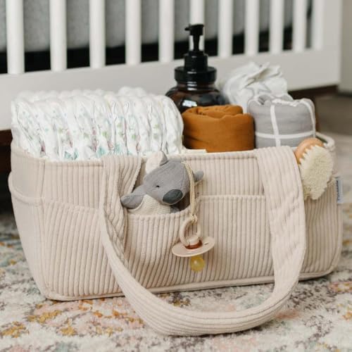 Baby Diaper Organizer Basket Foldable Cord Storage Bin 37x23.5x18cm with Handles for Nursery Car