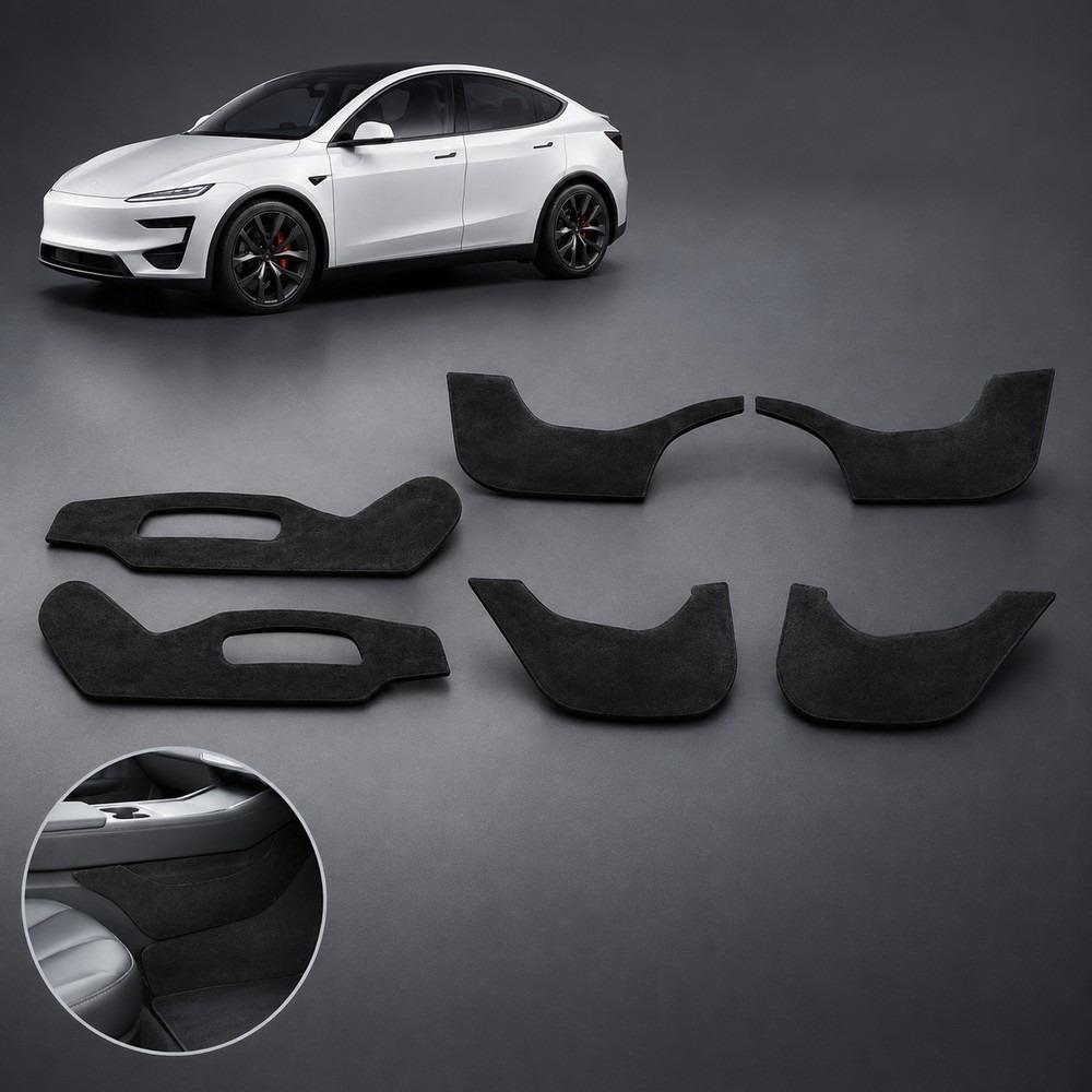 For Tesla Model Y 3 Center Console Protection Pad Door Anti Kick Seat Side Door Sill Suede Interior Accessories