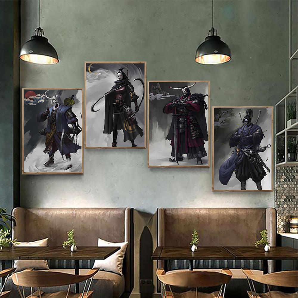 Japanese Samurai Canvas Poster Modern Home Sofa Background Wall Art Painting Print Pictures Bedroom Living Room Decor Mural Gift