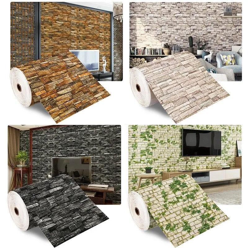 Wall Stickers 3d Paper Wall Adhesive Wallpaper DIY Paper for Walls Decoration Brick Pattern 77cm*70cm Wallpapers Home Decor